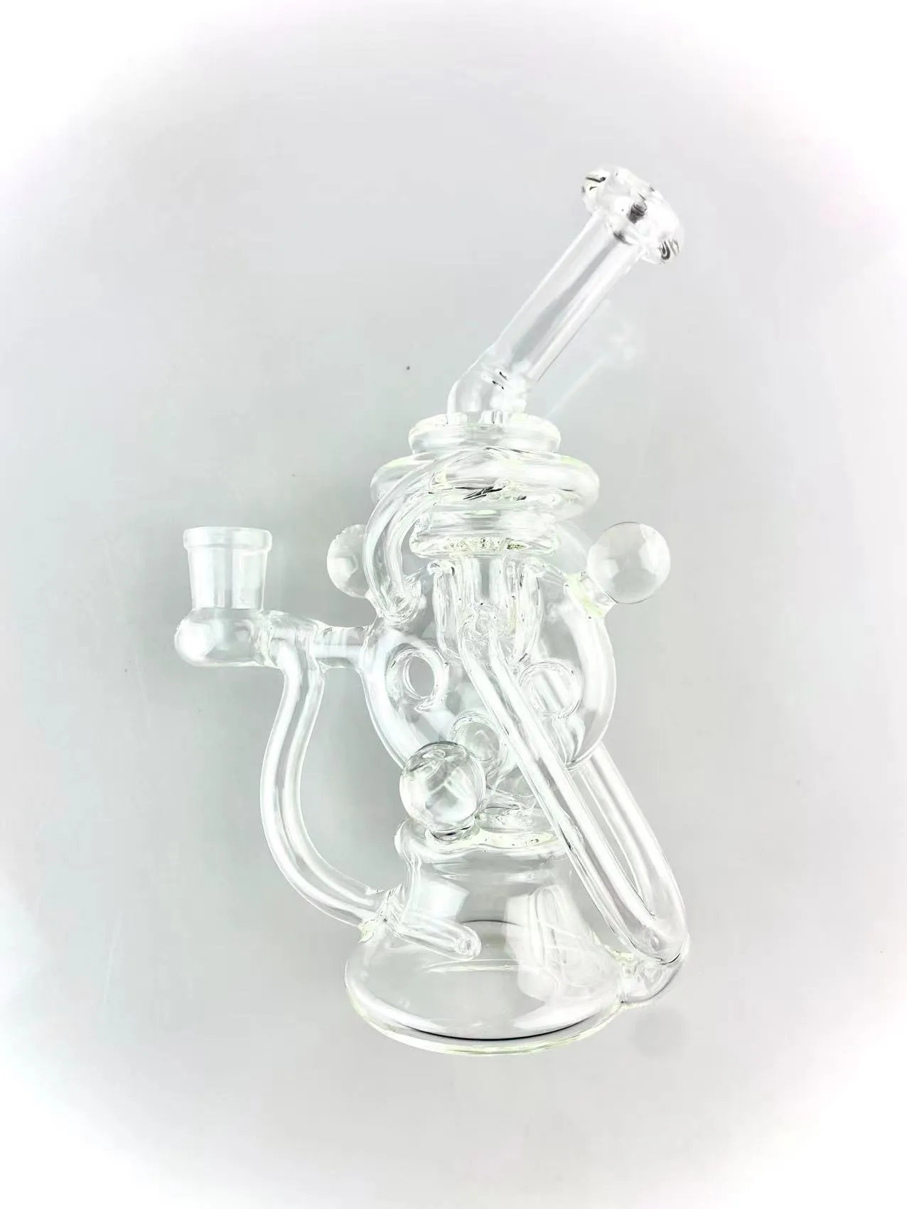 Pipes en verre Clear Swiss Recycler Rigler avec 2 boules en verre 14 mm Joint Bienvenue pour passer la commande