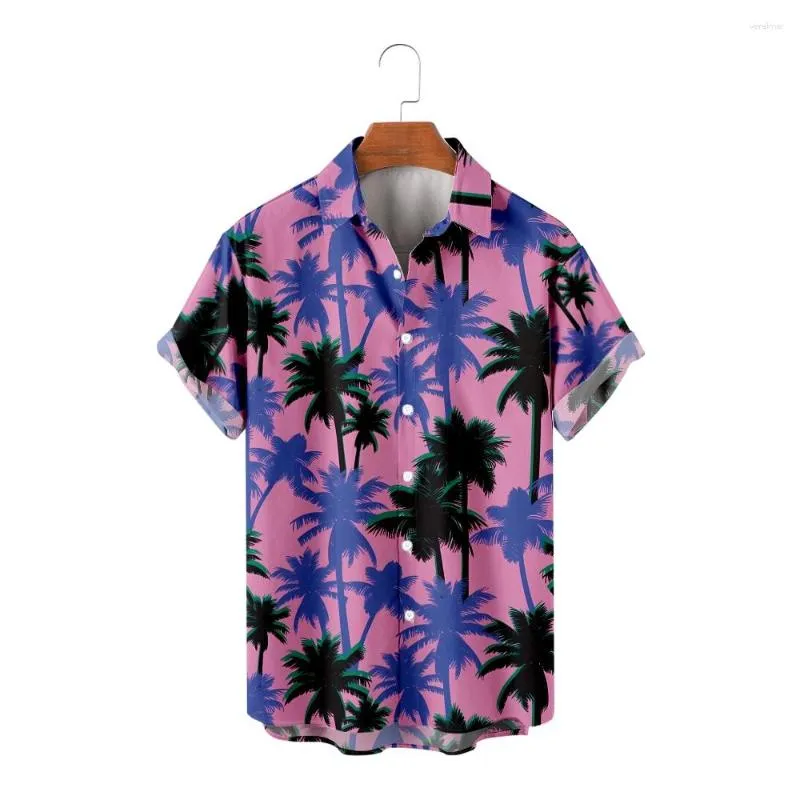 Chemises décontractées pour hommes Hawaïen pour hommes Vaporwave Style Design Tops Violet Manches courtes Été Plage Vacances Chemise Respirant