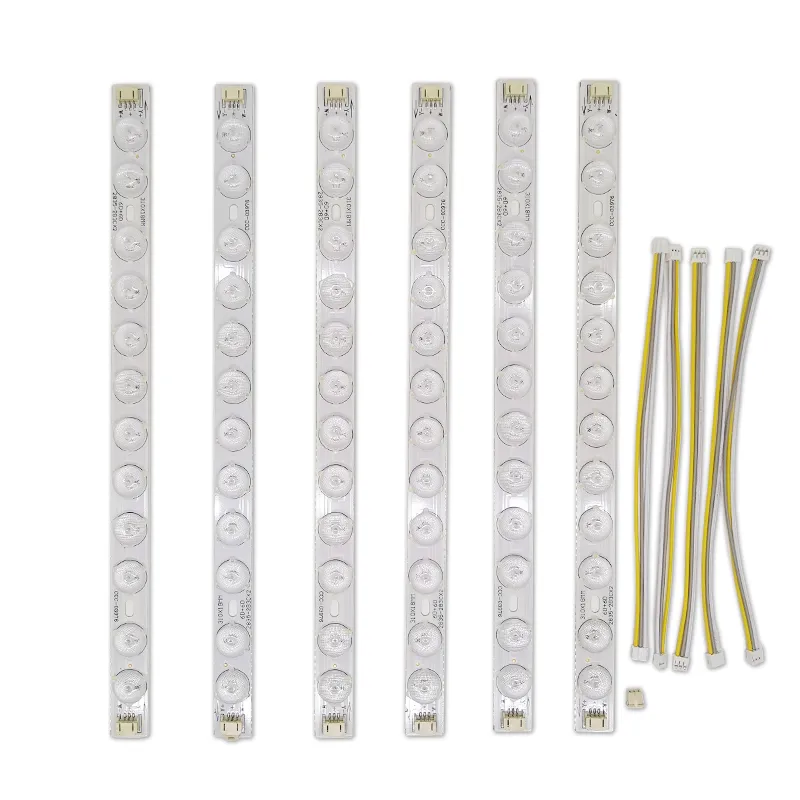 (6 unidades/pacote) luzes de barra de cores duplas tira led rígida com lente para reparar lâmpadas de teto 9wx2 310x18mm 2835-2b3cx2 6d + 6d