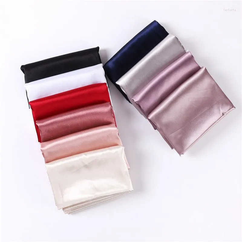 Foulards couleur femmes plaine soie satin hijab écharpe différents côtés solide long châle musulman lisse comme sous-écharpe