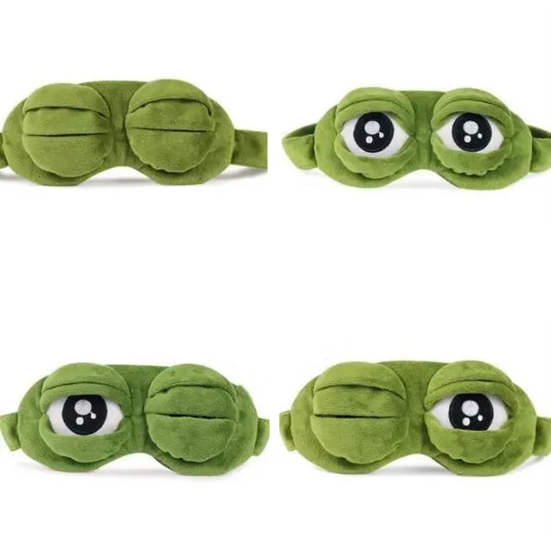 Sömmasker Sad Frog Sleep Mask Eyeshade Plysch Eye Cover Travel Relopa Gift Blindbind Cute Patches Cartoon Sleeping Mask for Kid Adult 230923