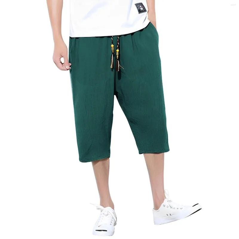 Calças masculinas verão outono carga homens sólido casual japonês linho esportes pés high street harajuku sweatpants roupas