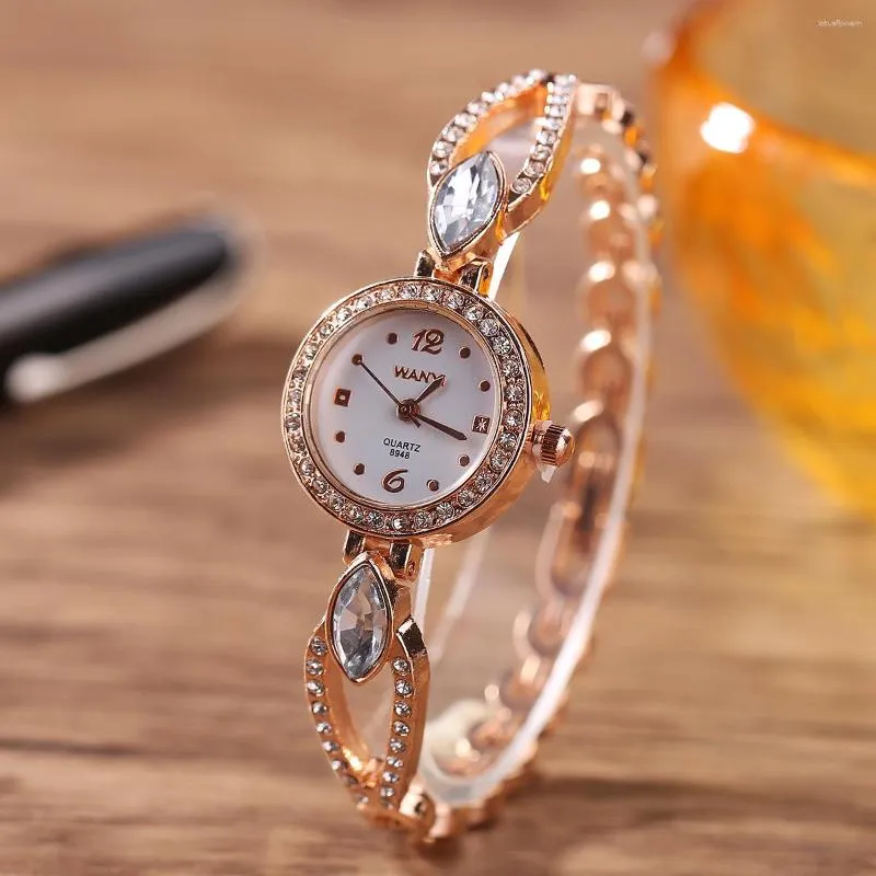 Montres-bracelets de luxe mode or rose en acier inoxydable femmes montre élégante montre-bracelet à quartz simple petit cadran rond Relogio Feminino