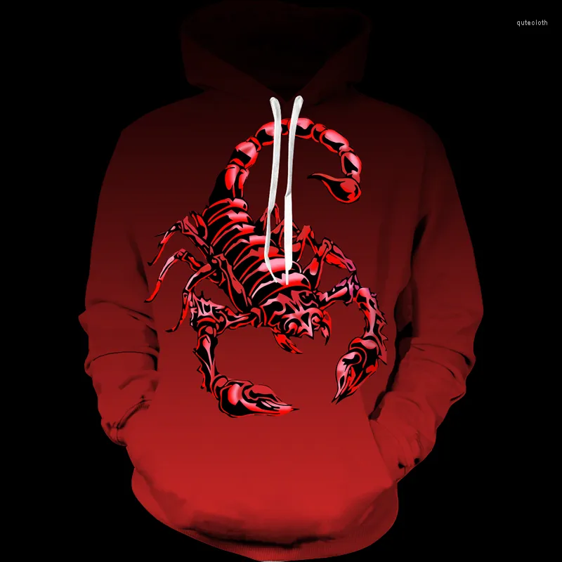 Heren Hoodies 3D Nieuwigheid Schorpioen Patroon Hoodie Dieren Sweatshirts Herenkleding Grappig Sweatshirt Oversized Kleding Pullover Valor Street