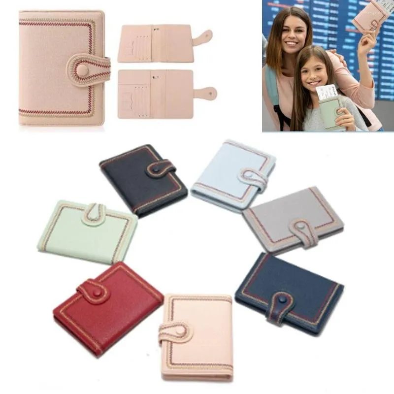 حاملات البطاقات PU Passport Holder Portable Coll Color Multi-Functional Bag Bag Women Girls Girls