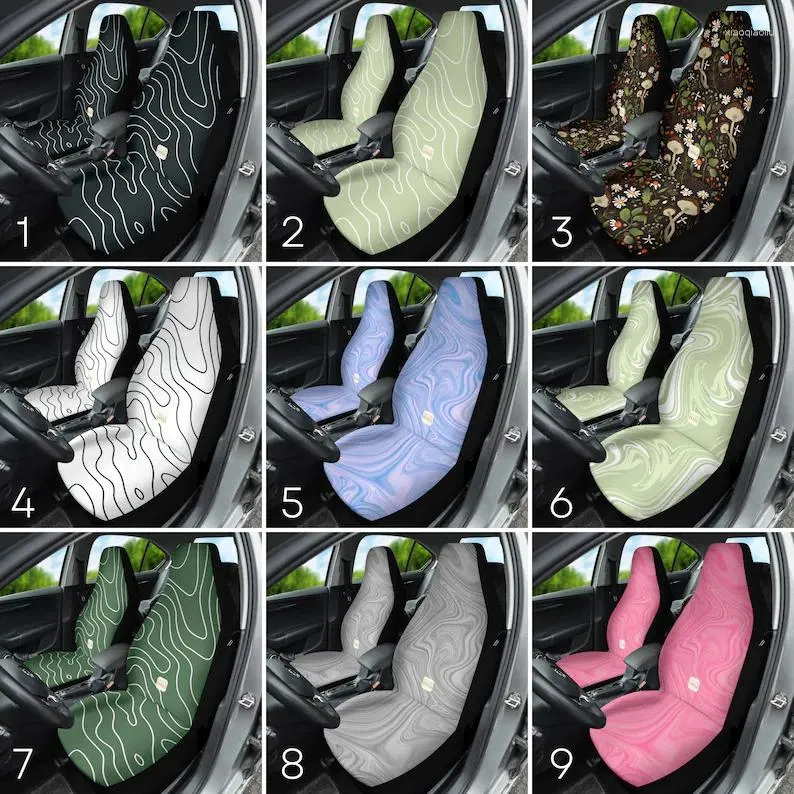 Housses de siège de voiture Groovy Retro Boho Waves Cute Y2K Hippie pour véhicule femmes lot de 2