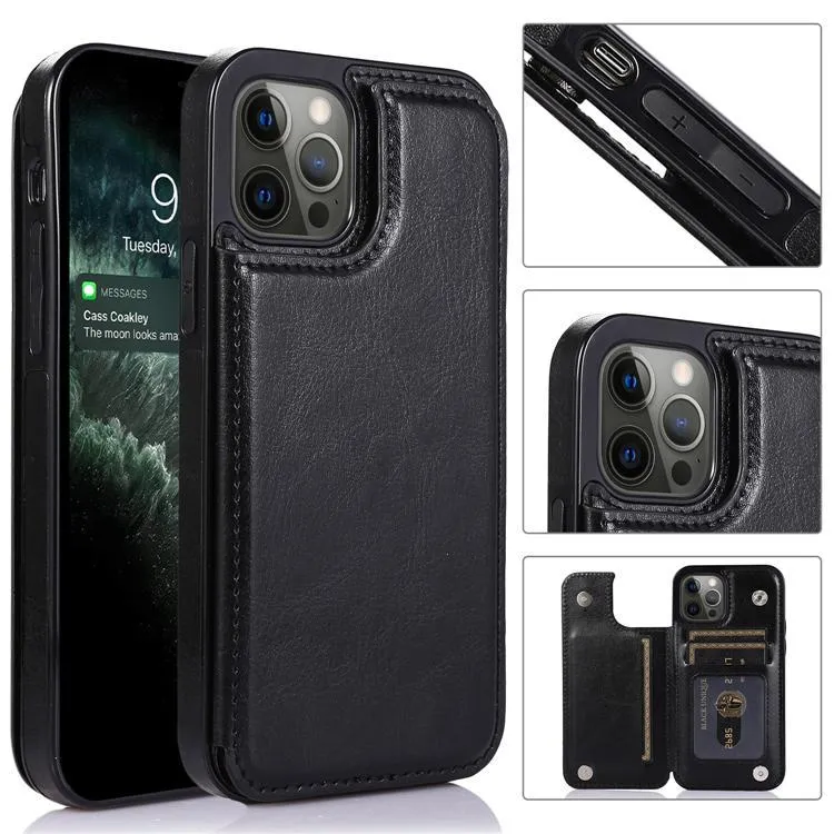 Wallet Iphone Case For IPhone 15 14 13 12 11 pro max plus With Card Holder Store 3 Cards PU Leather Dual Layer Shockproof