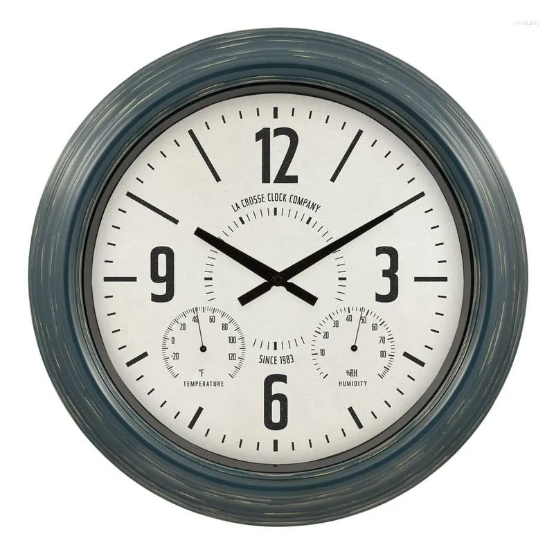 Relógios de parede Crosse Clock 18 "Hamilton interno/externo azul analógico quartzo metal 433-3838