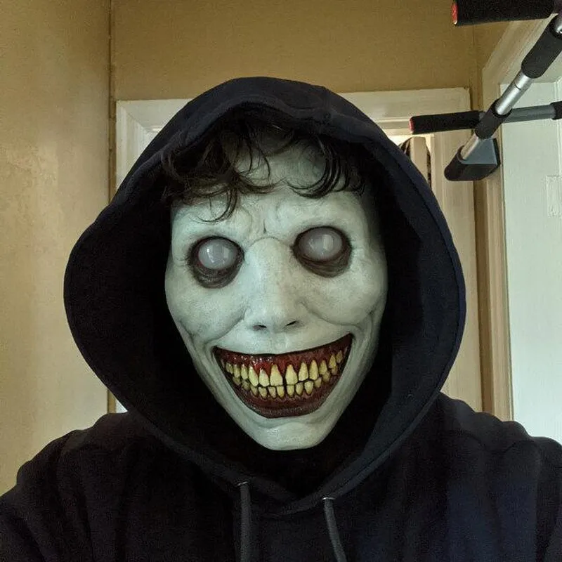 Feestmaskers Glimlach wit gezicht ogen demonmasker schedel Halloween horror cosplay exorcist 230923