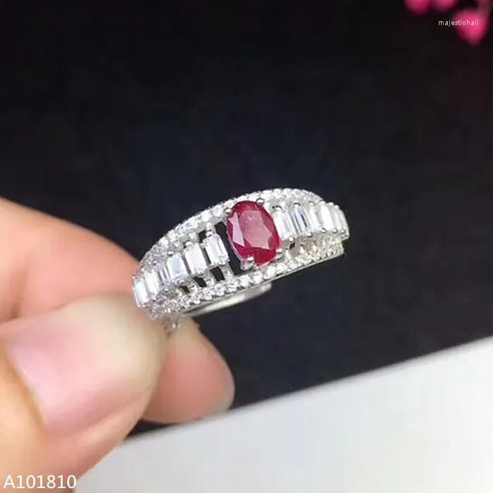 Cluster Rings KJJEAXCMY Fine Jewelry 925 Pure Silver Inlaid Natural Ruby Female Ring Support Test