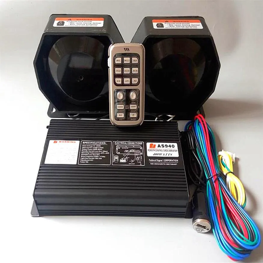 AS940 Dual Tone 400W Wireless Remote Police Sirene versterkers Autalarm met microfoonfunctie 2 eenheden 200W luidspreker345p