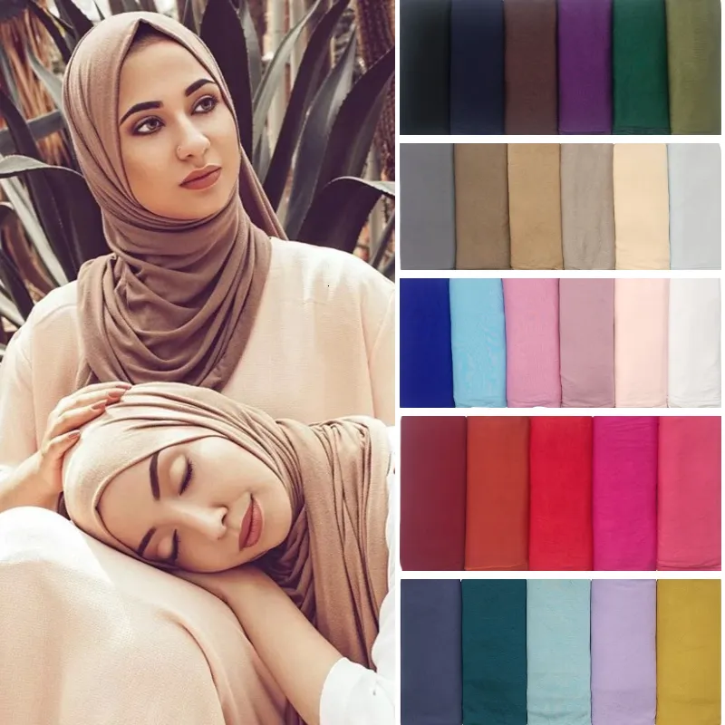 Halsdukar modal bomullströja hijab halsduk fast färg mjuk vanlig elastisk kvinnor huvudduk muslimsk mode islamisk headwrap foulard halsdukar 230923