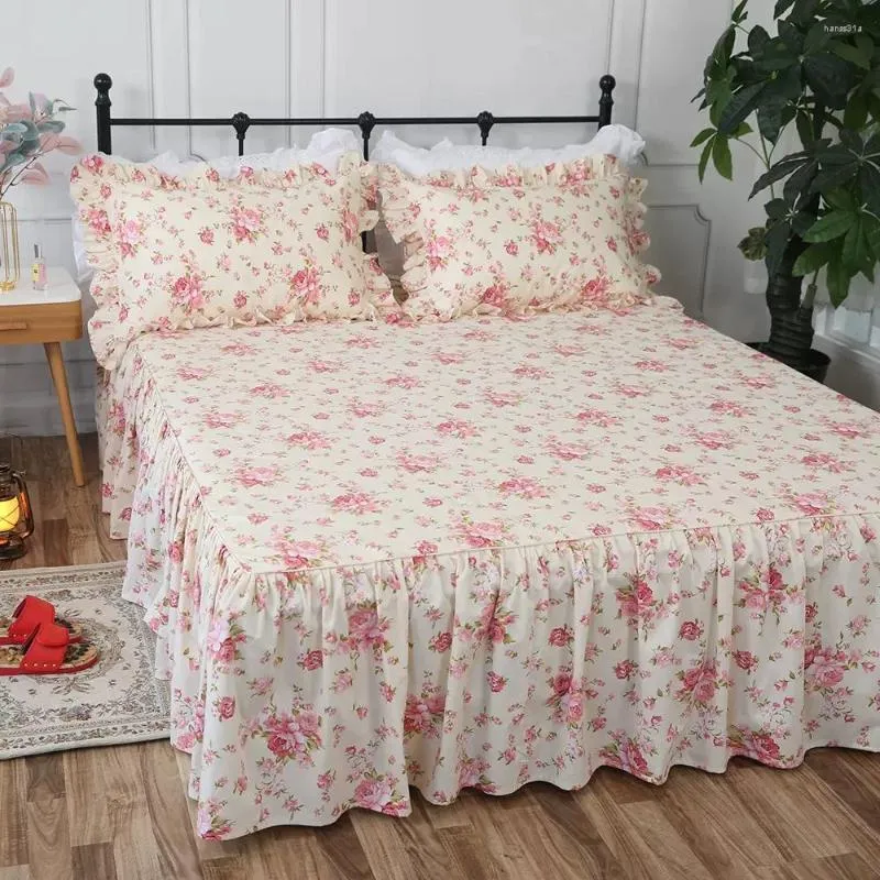 Saia de cama estilo pastoral cilected capa de alta qualidade antiderrapante flor protetora 60x80 polegadas