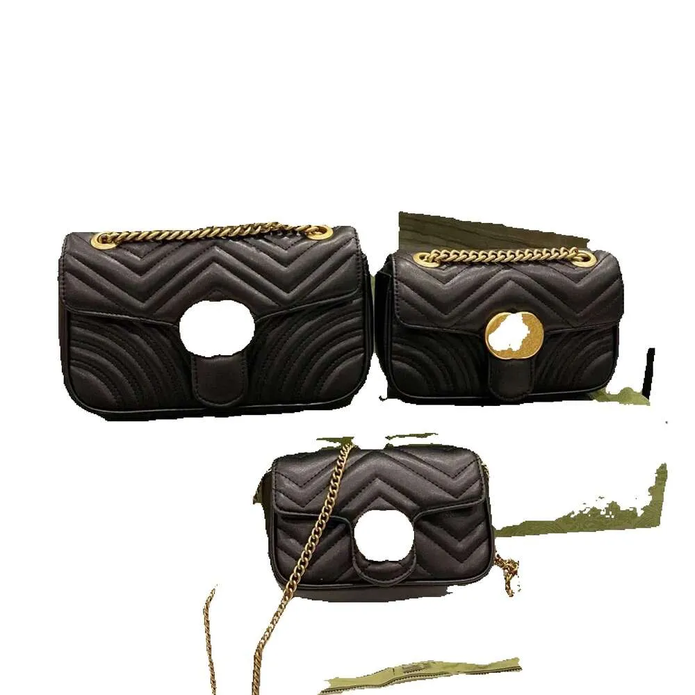 7a Modedesigner-Taschen Marmont Umhängetasche für Damen Lederhandtasche Ketten Herz Umhängetasche Messenger-Handtaschen Schwarze Geldbörsen 3 Größe mit