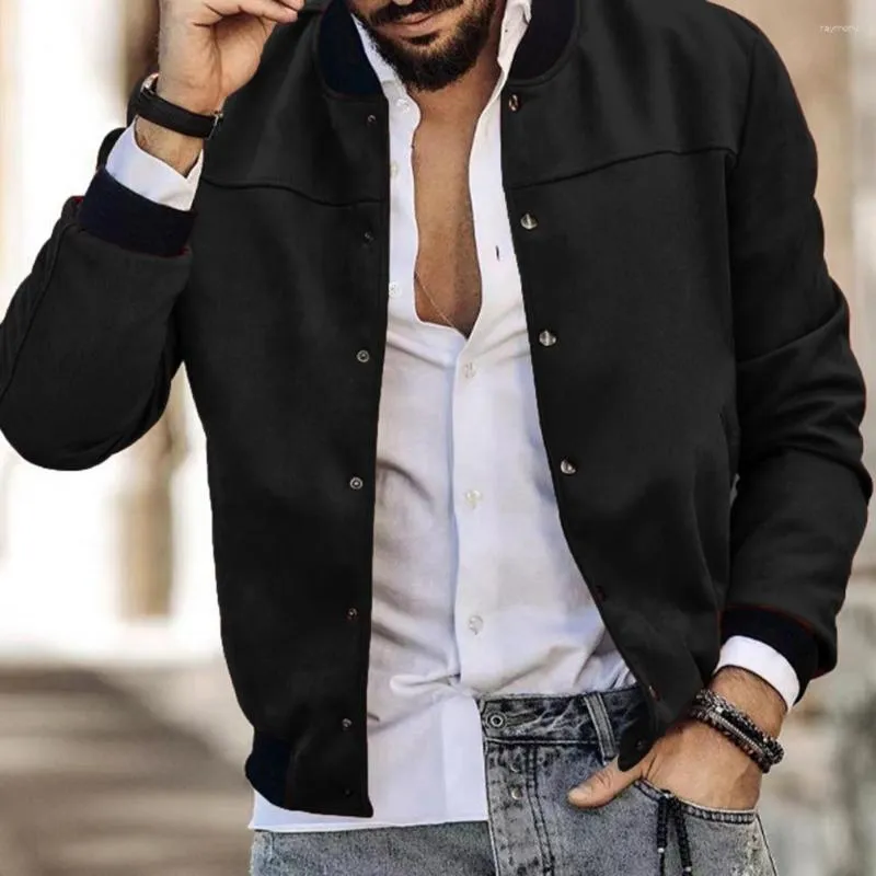 Men's Jackets Men Autumn Coat Jacket Stylish Mid-length Faux Suede Cardigan With Stand Collar Elastic Cuffs Multiple For Fall