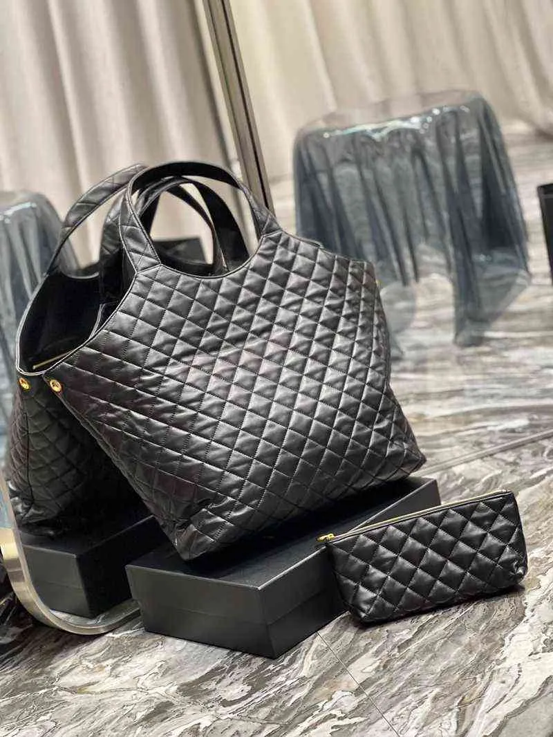 5A Totes 2023 icare maxi shopping in vera pelle di agnello trapuntata borsa tote a tracolla di grande capacità diamante con catena portamonete icare maxi shop bag