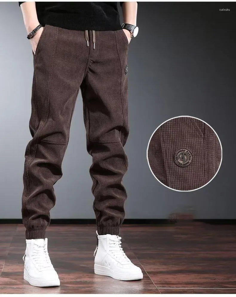 Men's Pants 2023 Winter Corduroy Plush And Thickened Casual Black Trendy Loose Fitting Available For Wholesale