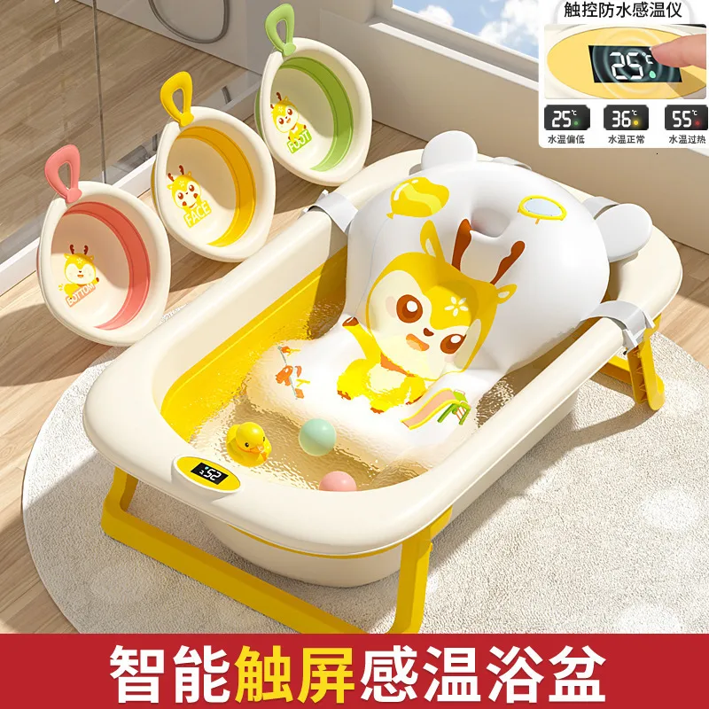 Baignoires Sièges Baignoire pliable pour bébé à écran tactile La baignoire chaude peut être assise et inclinable La baignoire pour bébé est grande et plus épaisse 230923