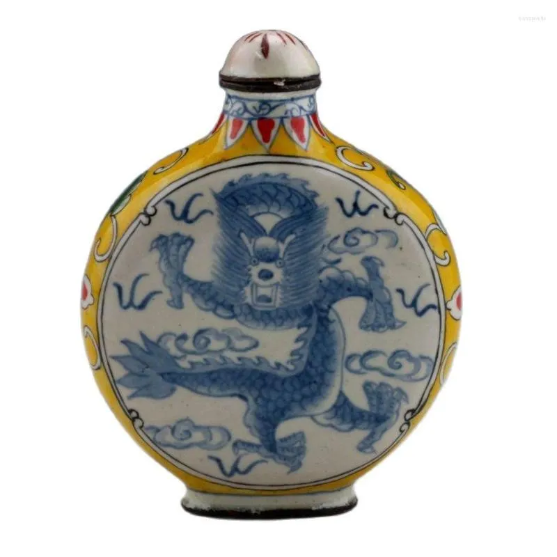 Decorative Figurines China Cloisonne Hand-Painted Dragon Snuff Bottles Qianlong Mark