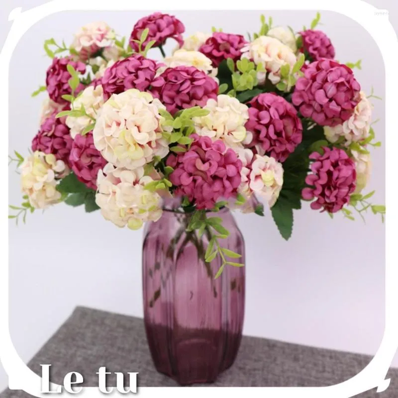 Decorative Flowers 1pcs 10 Flower Head Peony Fake Luxury Bouquet Wedding Decoration Indoor Home Table Sky Blue Simulation