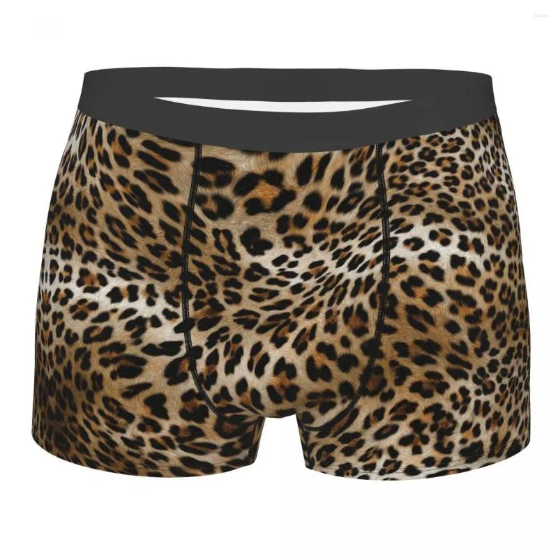 Underbyxor tryckta boxare shorts trosor män leopard mönster underkläder djur päls hudstruktur mitt midja för homme plus storlek