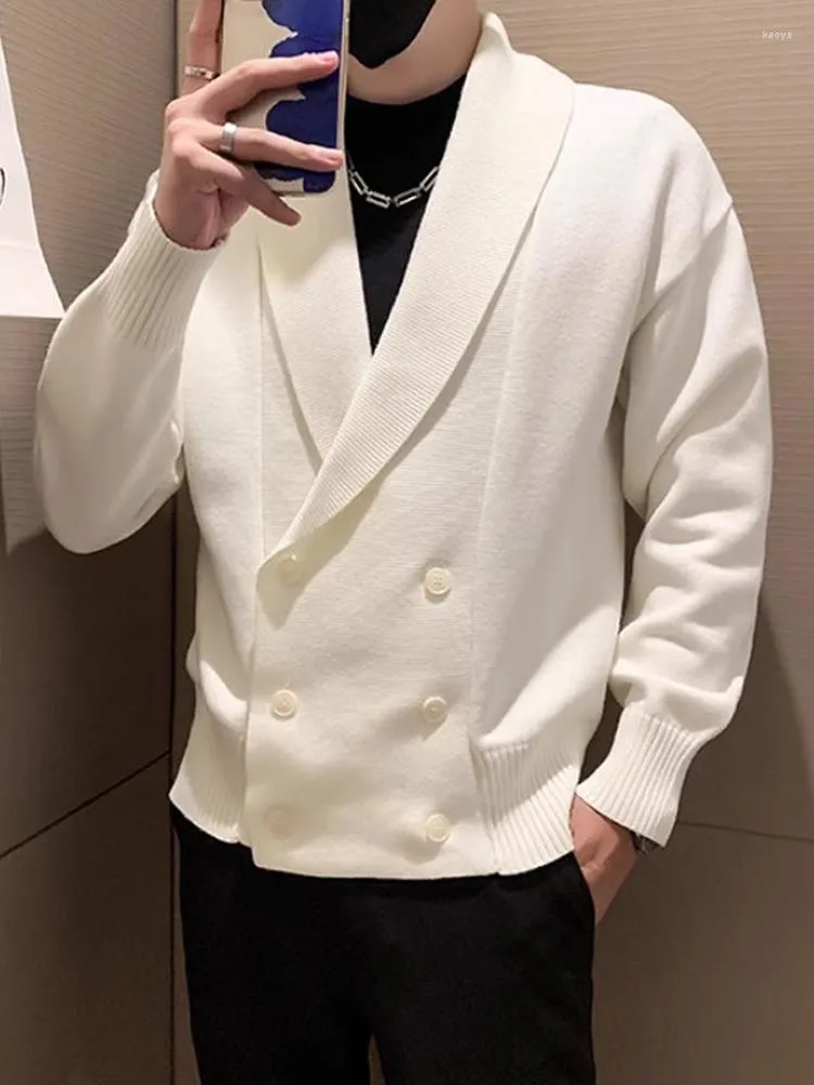 Maglioni da uomo Cardigan da uomo sciolto oversize scollo a V manica lunga doppio petto capispalla lavorato a maglia design stile coreano Daily Chic A29