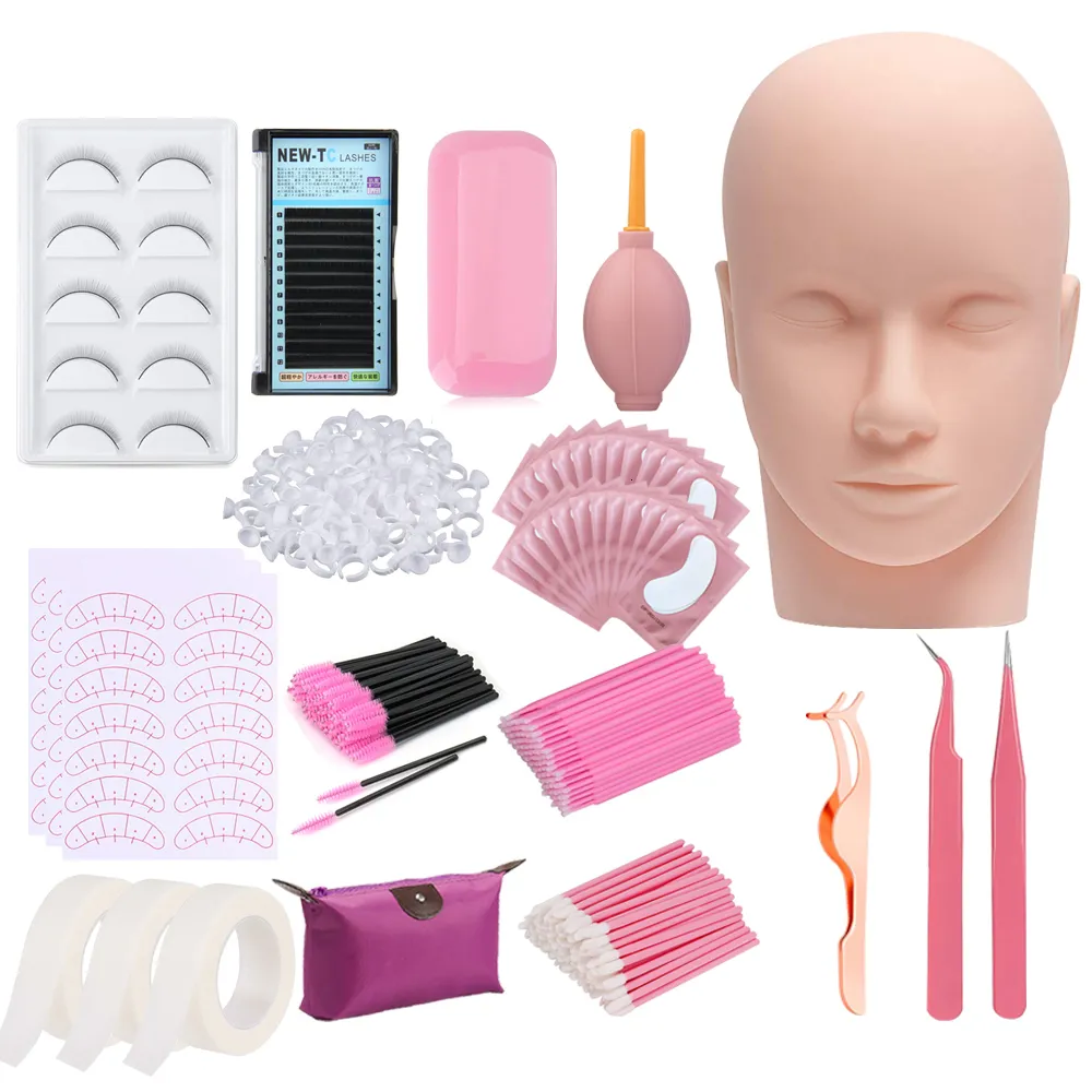 Falska ögonfransar Eyelash Extension Supplies Kit för nybörjare Mascara Wands Applicator Microbrush pincezers lim ringögon padd frans tillbehör 230923