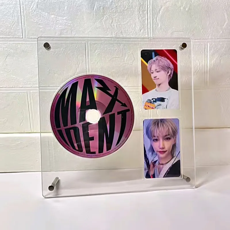 Business Card Files Kawaii Transparent CD Discs Type Pocard Holder Kpop Idol Card Po Frame Display stands album table decoration Storage rack 230923