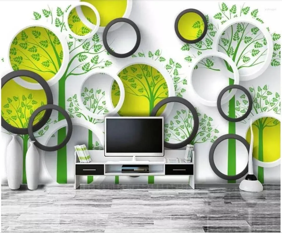 Wallpapers Custom Po 3d Wall Paper Hand-painted Modern Minimalist Tree Forest Room Home Decor Murals Wallpaper For Walls 3 D