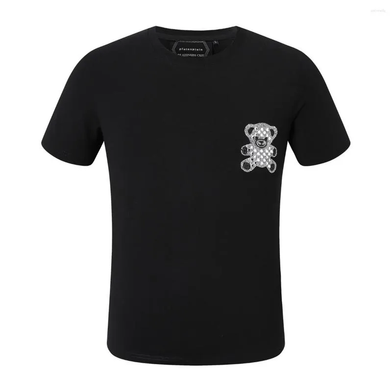 T-shirts pour hommes PLEINXPLEIN Design original Summer Hommes T-shirt Hip Hop Strass Shine Manches courtes Bear Tees Black Party Tops 2039