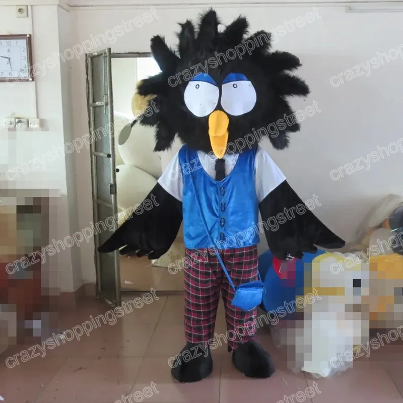 Halloween schwarzer Vogel Maskottchen Kostüm Top Qualität Cartoon Charakter Outfits Weihnachten Karneval Kleid Anzüge Erwachsene Größe Geburtstag Party Outdoor Outfit