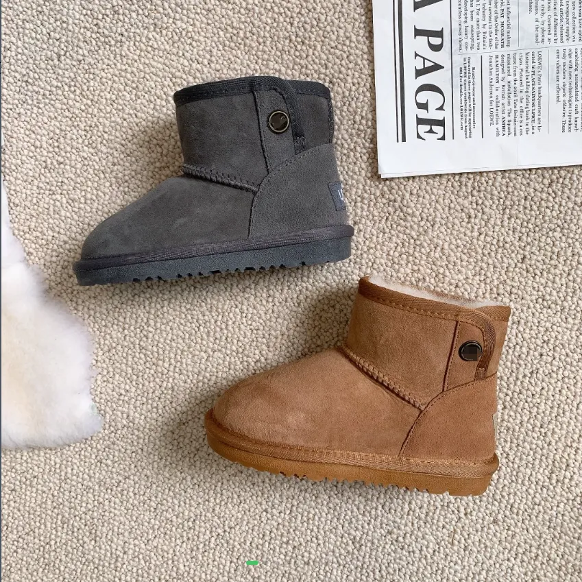 UGG2023new High quality shoes Kids Children Boys Girls Sheepskin fur integrated snow boots Parent-child payment shoes Winter shoes Christmas Gift