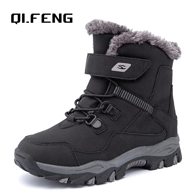 Boots Winter Children Snow Warm Boots Fur Shoes Boys Sneaker Rubber Hiking Shoe Fashion Children Shoes Waterproof Leather Boots Kids 230923