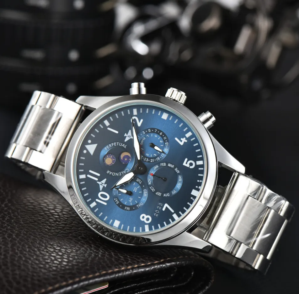 Top venda relógio masculino pulseira de aço inoxidável relógios masculinos movimento quartzo vidro safira relógios de pulso à prova dwaterproof água