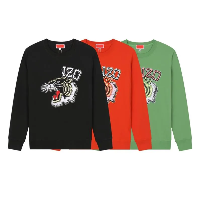 2023 Autumn and Winter New Round-Neck tiger broderi mode retro casual mäns och kvinnors lösa ullcirkel hoodie m-xxl