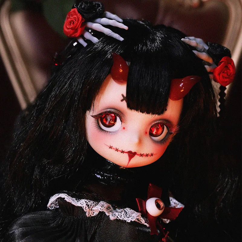 Dolls Tiny BJD Doll 16 Art Toys for Girl Halloween Skeleton Hairpin Horn Fantasy Fullset Figure UT Body 230923