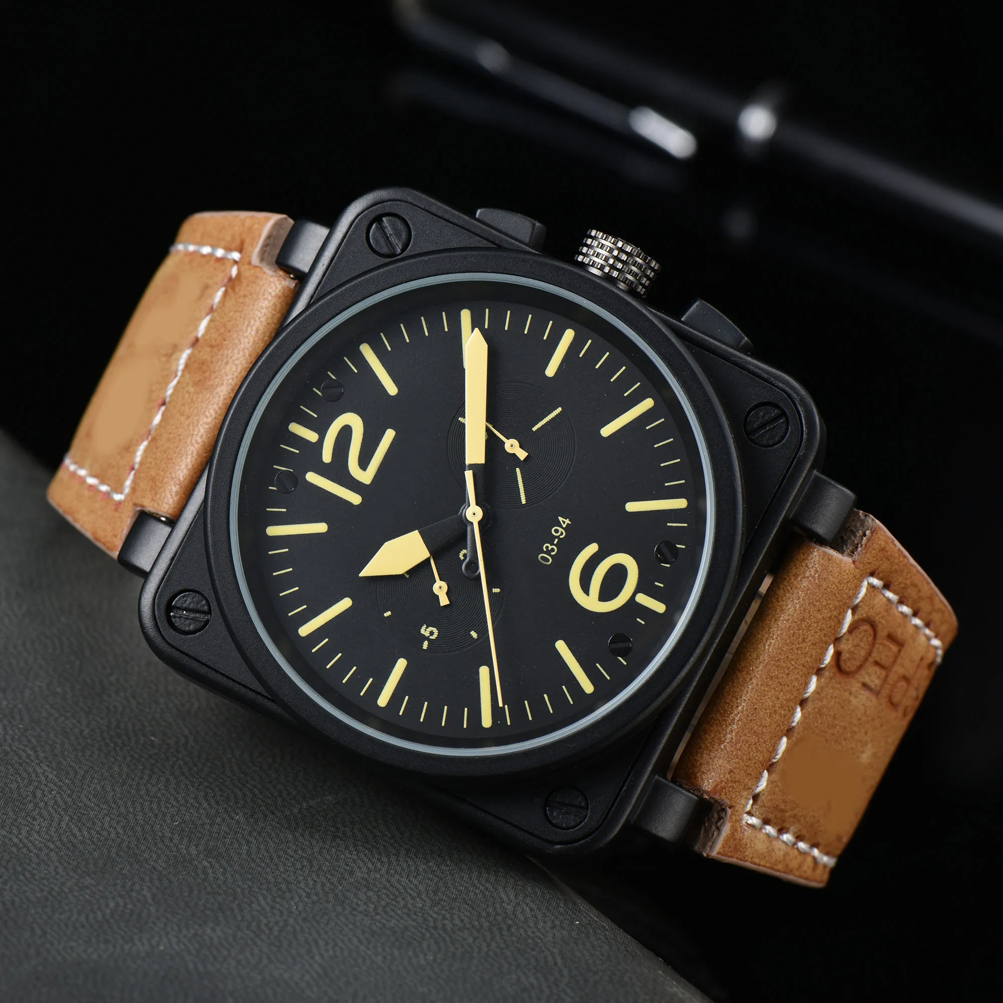 2023 Men Automatische mechanische polshorloges Bell Brown Leather Watch Black Ross Rubber Watches Polshorge Men Luxury Fashion Watch Polshorloges Hoge kwaliteit B-R05