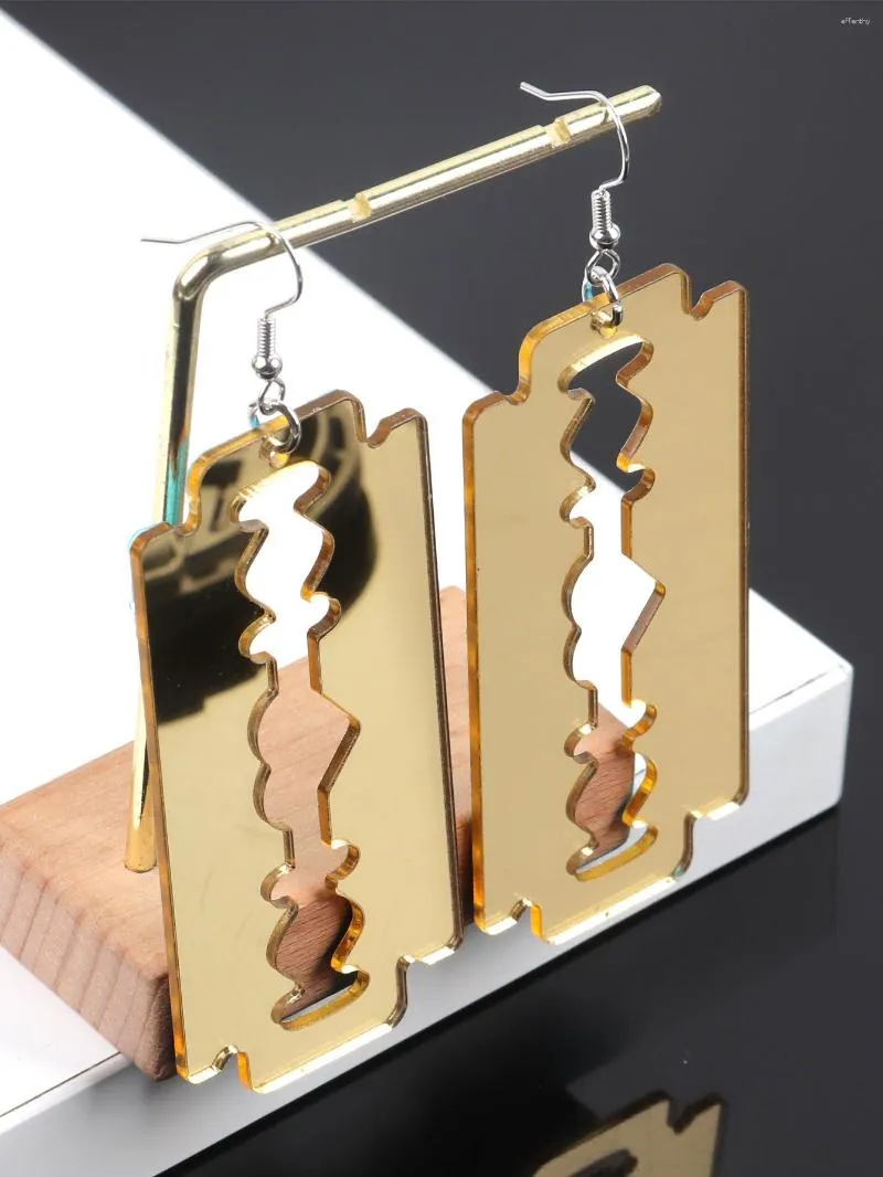 Dangle Earrings FishSheep Trendy Gold Color Acrylic Razor Blade Drop For Women Girls Geometries Cut Out Plastic Earring Gifts