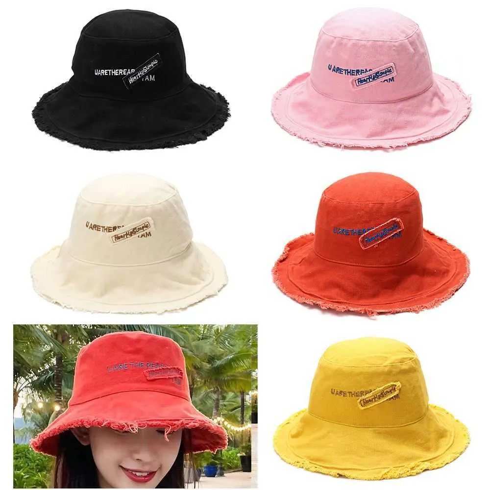 Stingy Brim Hats Fashion Women Cotton Bucket Female Summer Autumn Sunscreen Fisherman Cap Outdoor Beach Sun Hat For 230916