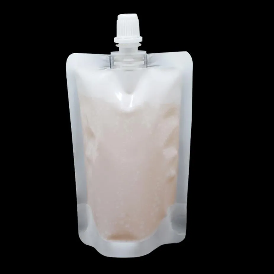 8 12 cm 100 ml 100 pezzi / lotto bianco vuoto Doypack beccuccio sacchetto per bere bere Stand Up beccuccio PE sacchetto di plastica Jelly Juice Pocket236S