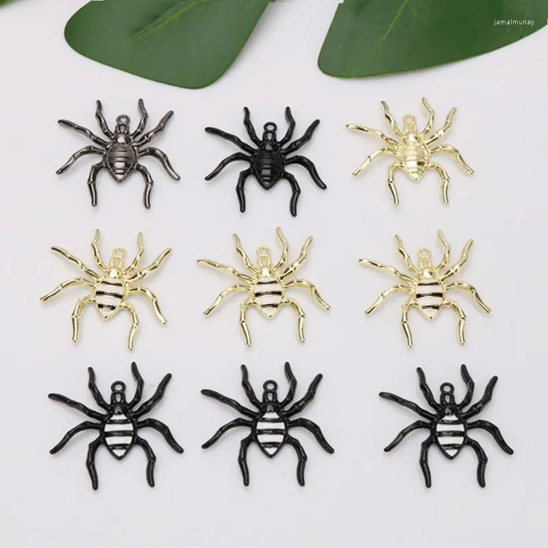 Charms 10st Halloween Spider Alloy Dripping Oil Pendant Charm Spray Paint Black Keychain Earring Material Crafts