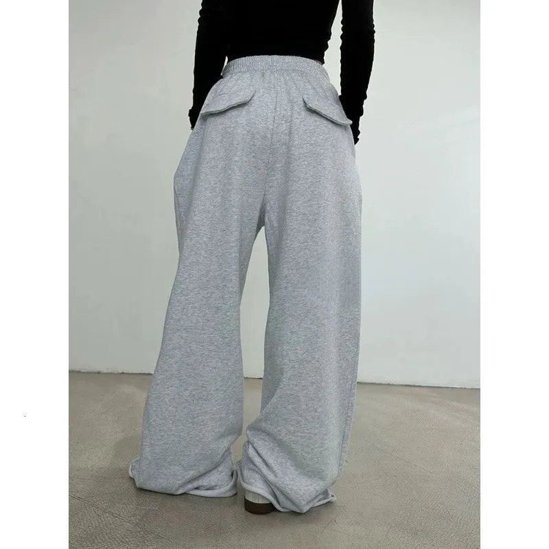 Mens Grey Sweatpants - Baggy Wide Leg Korean Style Trousers
