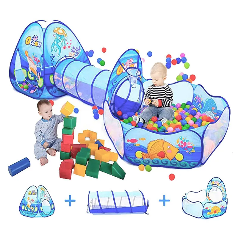 Piscine à balles pour enfants IMBABY - AVEC tente de jeu ET tunnel de jeu -  Tente de