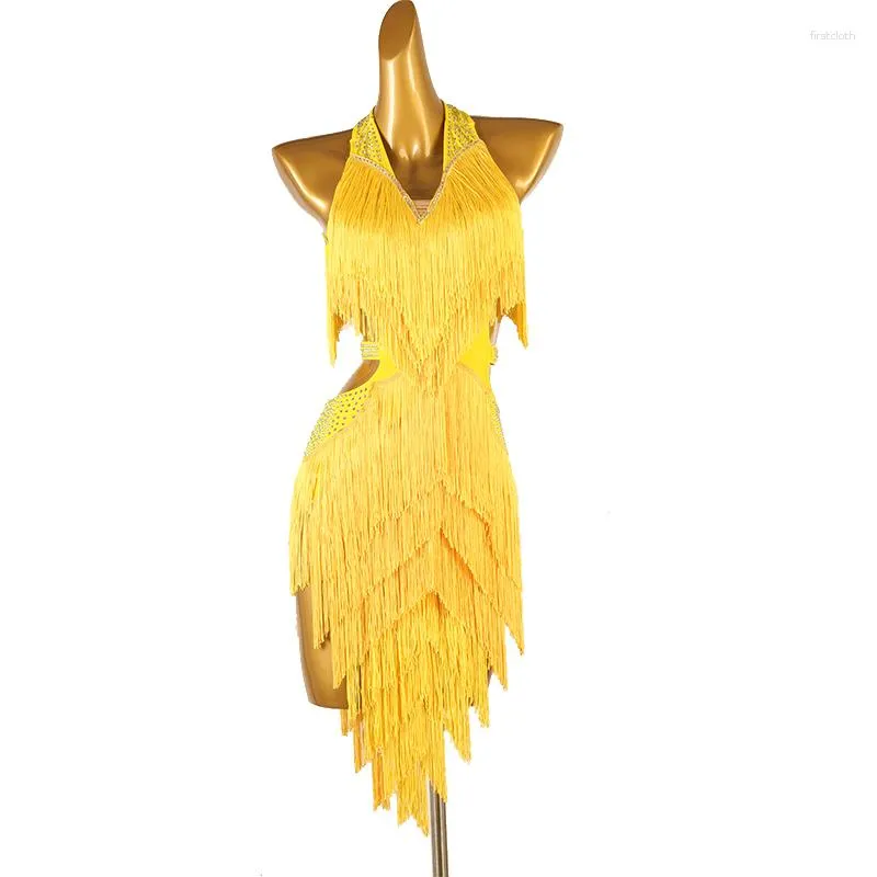 Tassel Latin Dance Dress Competition Costume Performance Outfit Solid Color Sleeveless Ballroom Stage Wear From Firstcloth 71.08 DHgate.Com
