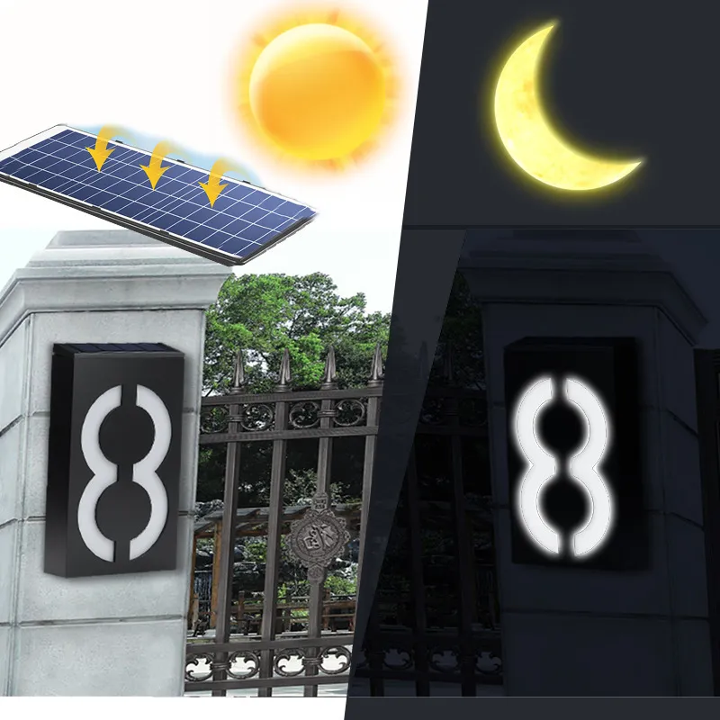 Garden Decorations LED House Number Outdoor Solar Light Address Sign Outdoor Exterior House Number House Door Number Doorplate Digital Flat Number 230923