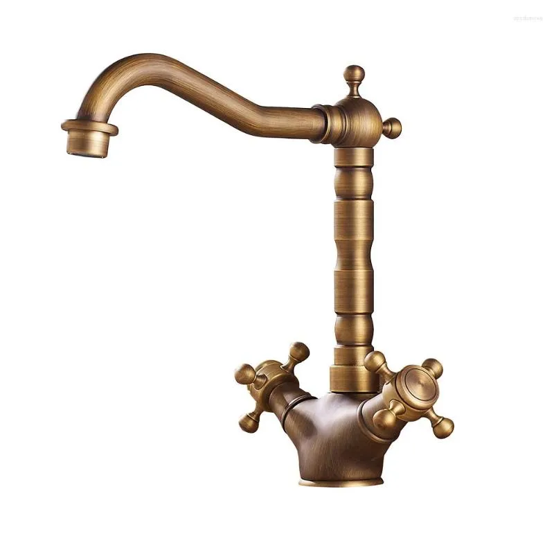 Bathroom Sink Faucets Classical Retro Brass Antique Finish Cold Mixer Tap Kitchen Faucet