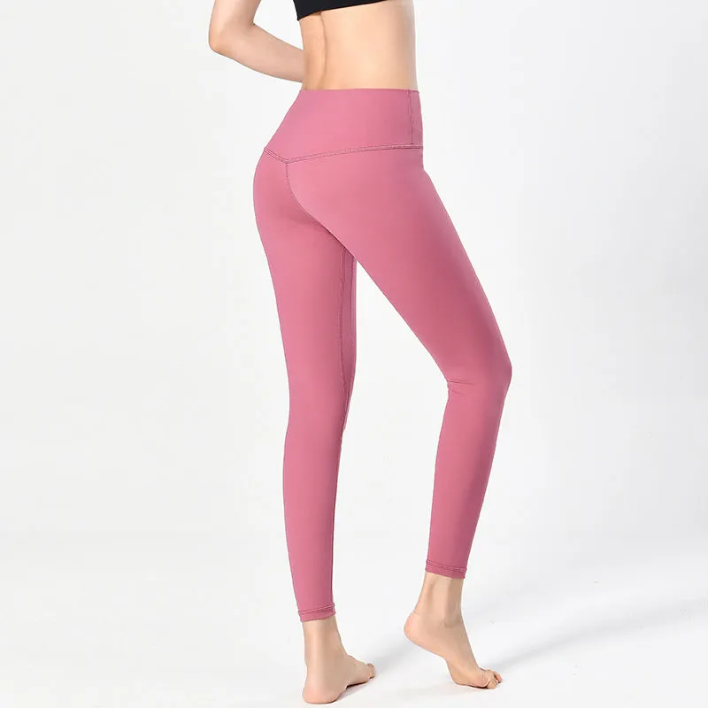 Pantalons de yoga pour femmes nus en sens élevé courir les collants de gymnase en nylon