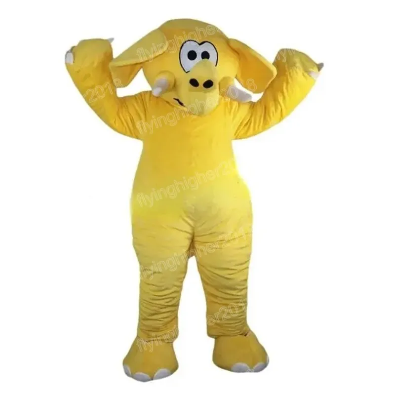 Costume da mascotte elefante giallo di Halloween per adulti, cartone animato, personaggio a tema anime, abito unisex di carnevale, abito da festa per spettacoli di fantasia natalizia