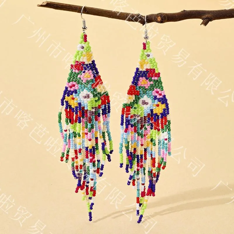 Dangle Earrings Rice Bead Hand Weaving Simplicity Soft Ceramics Flower Beaded Circle Retro Bohemia Geometry Alloy Ma'am Tas