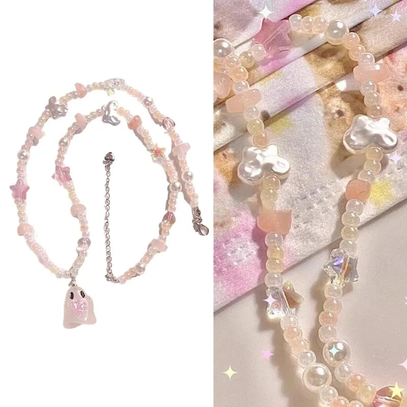 Anhänger Halsketten Little Specte Bunte Perlenkette Elegante Perlen Halsschmuck Acrylmaterial Geeignet für Direktversand